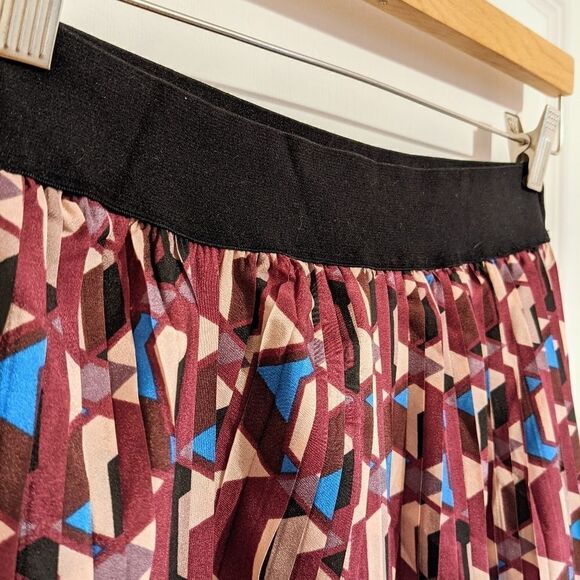 MARK pleated midi skirt abstract geometric graphic XS @G - Picture 3 of 8